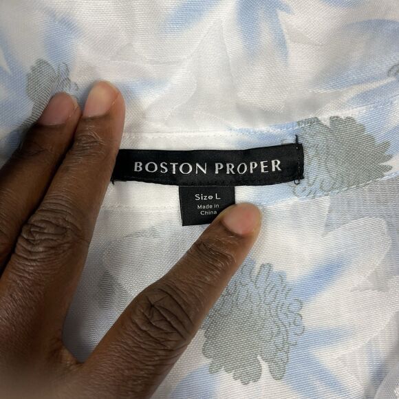 Boston Proper Floral Blouse Puff Sleeve Button Down Romantic Top Cottagecore L - Picture 5 of 12